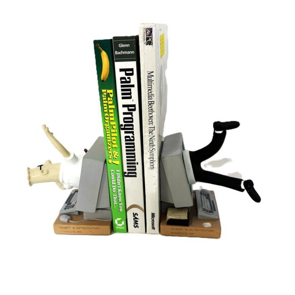 Rare Dilbert Computer Bookends 1990's FIGI Comic/Cartoon Spinning - Picture 3 of 15